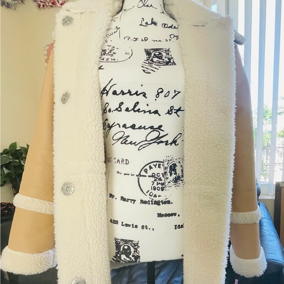 Avec Les Filles Darylane Faux-Shearling Faux-Leather Woman’s Coat Size M - Picture 6 of 16